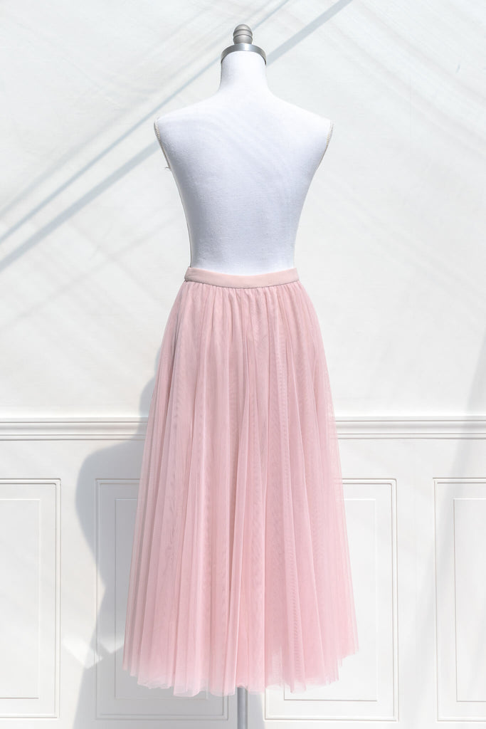 Aesthetic clothes - a tulle ballerina style skirt in blue - amantine feminine and romantic boutique - back view