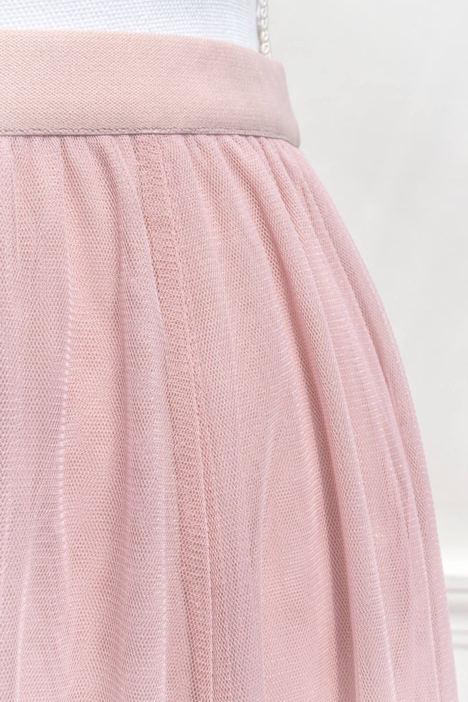 Aesthetic clothes - a tulle ballerina style skirt in blue - amantine feminine and romantic boutique - detail view
