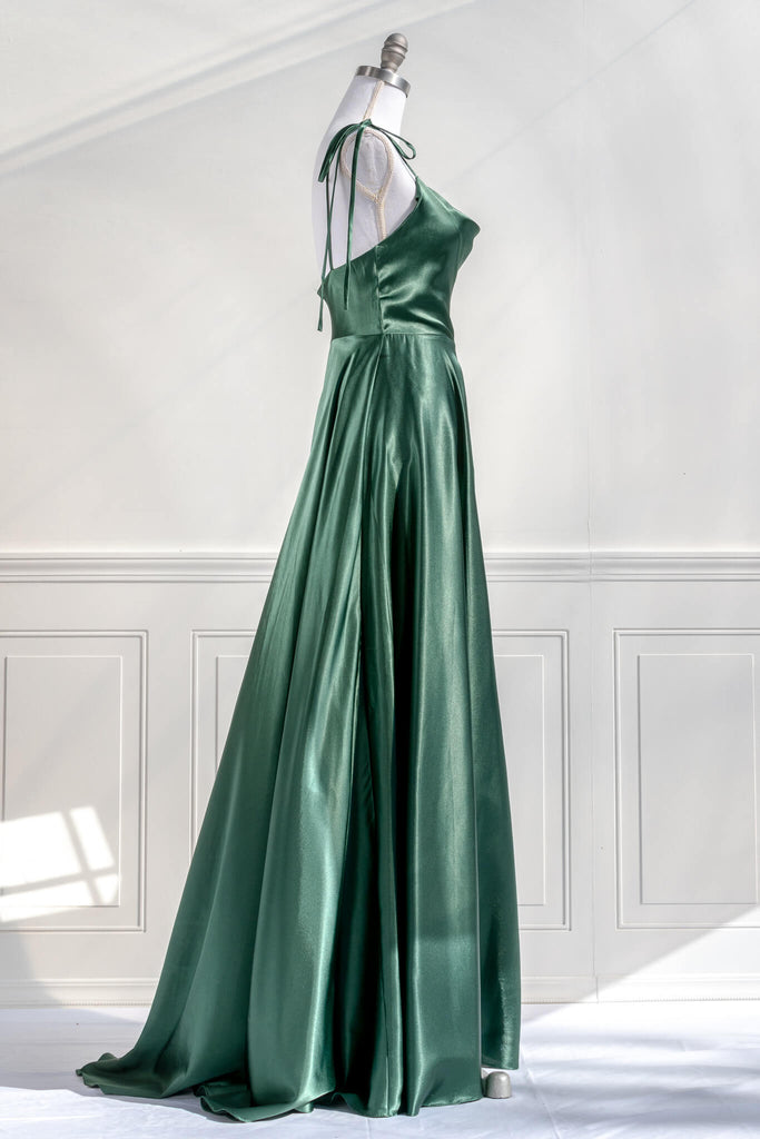 prom dresses 2023 - long satin emerald green dress - amantine french dress