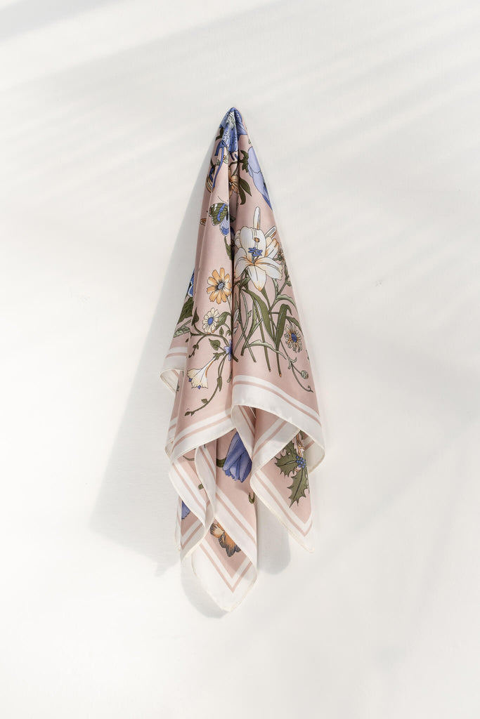 romantic accessories for the for feminine clothing -- a floral light pink neck scarf - amantine